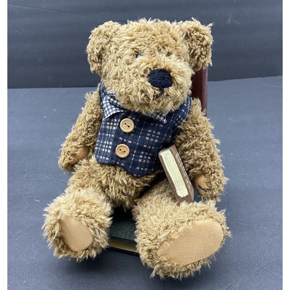 VTG Y2K Teddy Bear Bookends Books Are Fun Wooden Plush Pair Children Library 90s - Picture 5 of 16